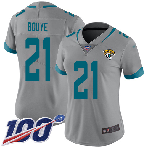 Nike Jacksonville Jaguars #21 A.J. Bouye Silver Women Stitched NFL Limited Inverted Legend 100th Season Jersey